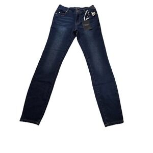 Tahari Charlotte Double Button Skinny Jeans Dark Wash Comfort Luxe Size 2 26 NWT